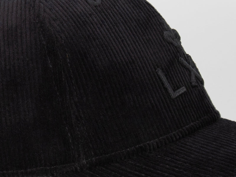 LXH Casquette « Héritage » Velours Côtelé Ton sur Ton Noir