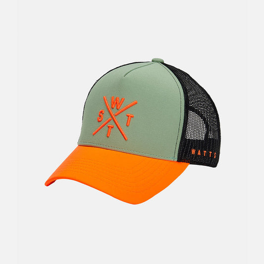 WATTS CASQUETTE TRIBE - VERT SAUGE & ORANGE FLUO