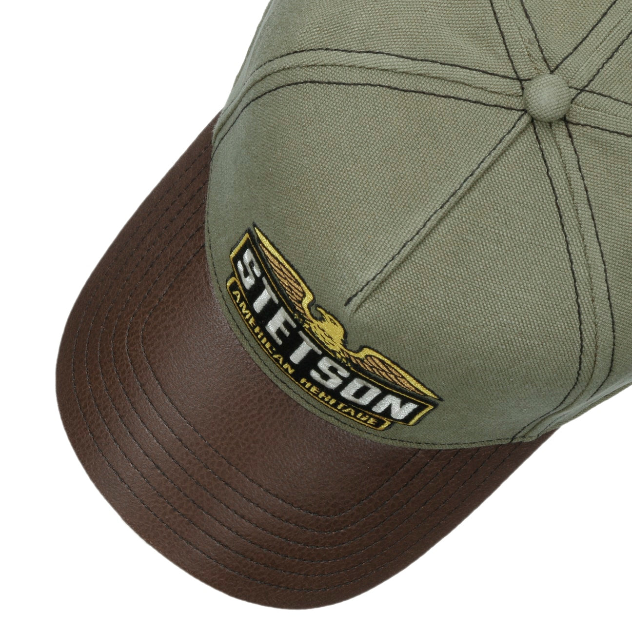 Stetson Casquette Army Trucker Cuir Olive