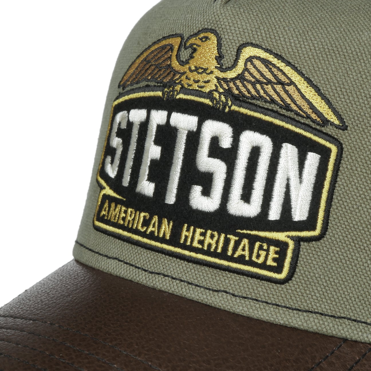 Stetson Casquette Army Trucker Cuir Olive