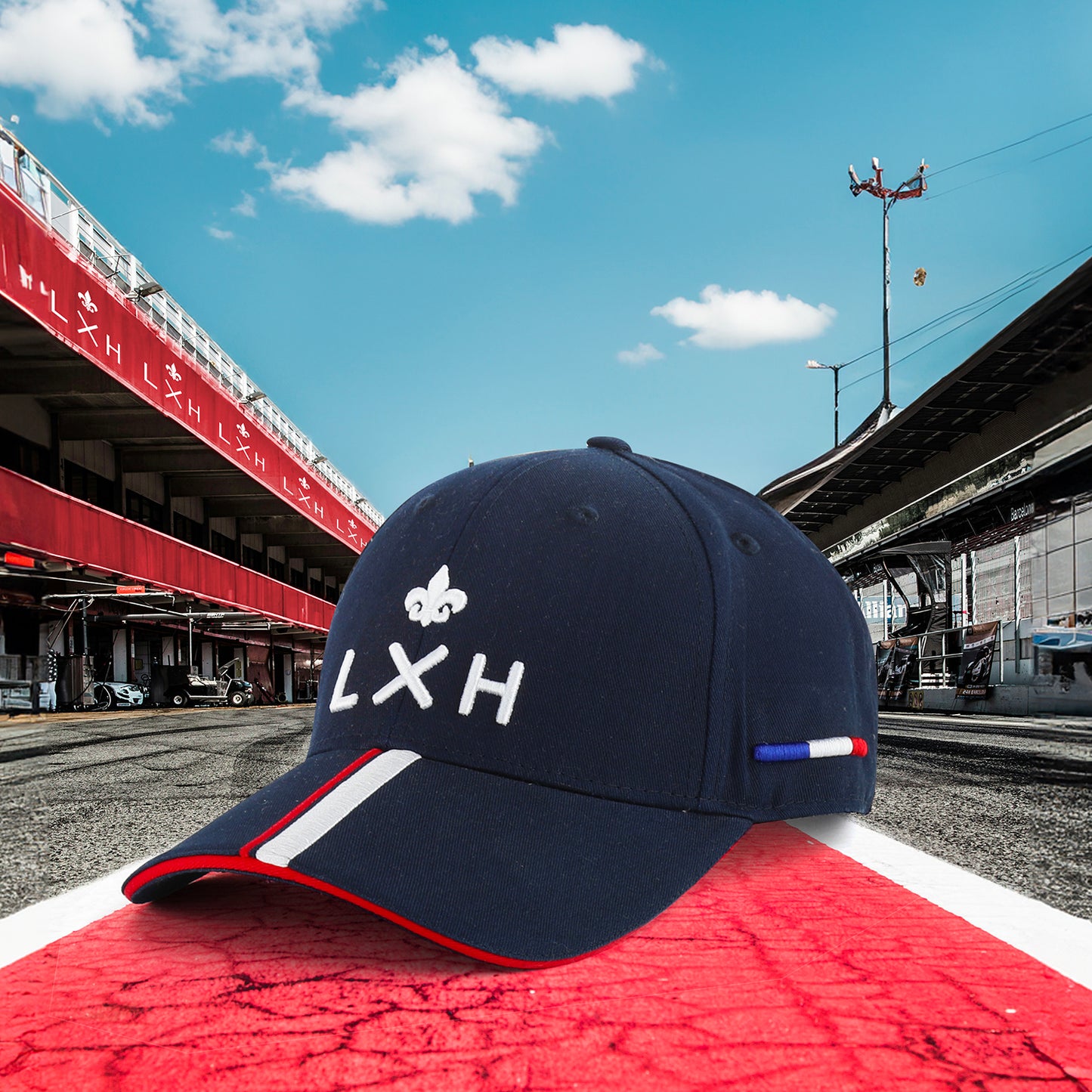 LXH Casquette Racing en Coton Bleu Marine
