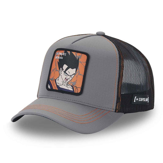 CAPSLAB Casquette Dragon Ball Z Son Ultimate Gohan Ripstop Gris Noir