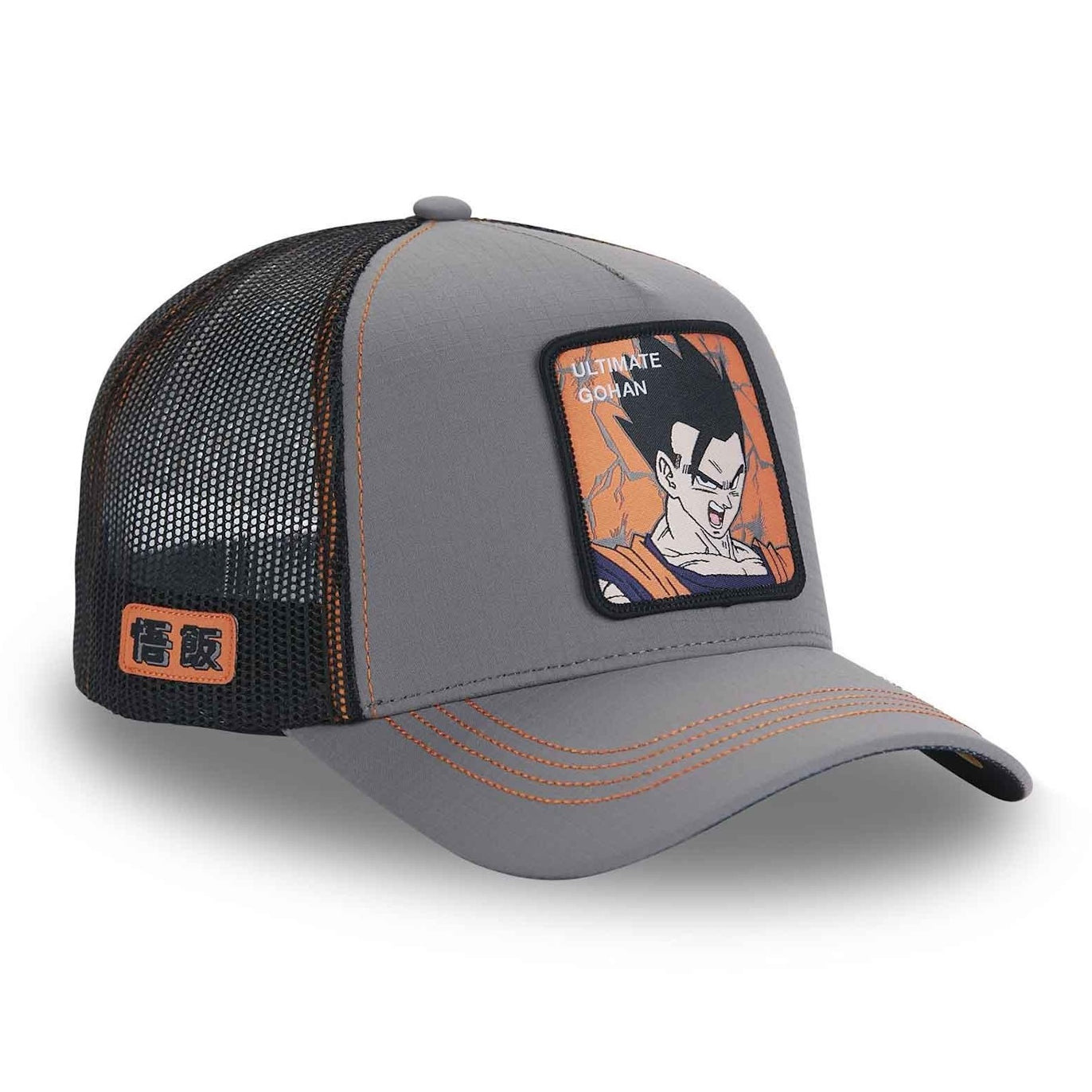 CAPSLAB Casquette Dragon Ball Z Son Ultimate Gohan Ripstop Gris Noir