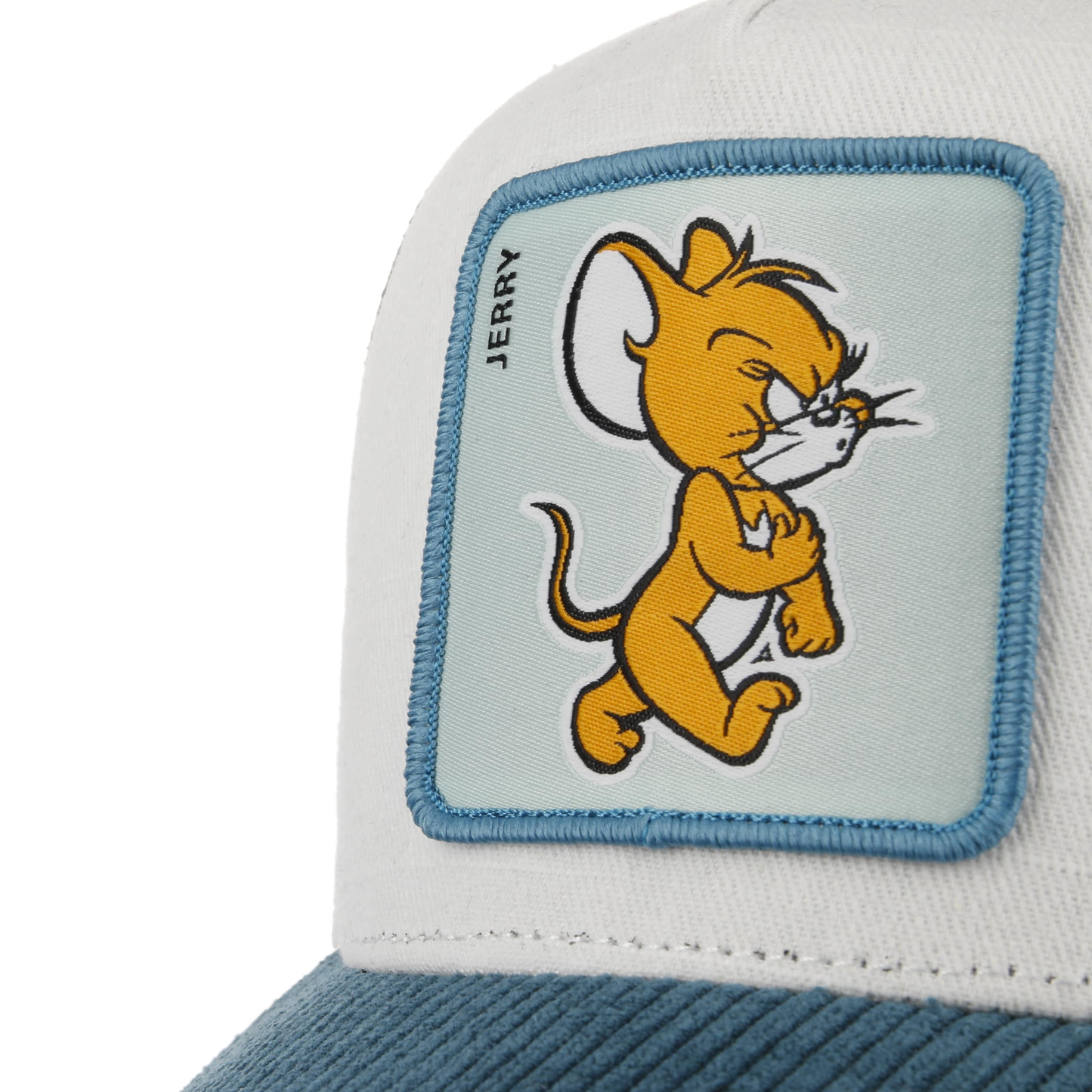 CAPSLAB Casquette Tom & Jerry Premium en cordon de Bamboo Blanc, Bleu Foncé