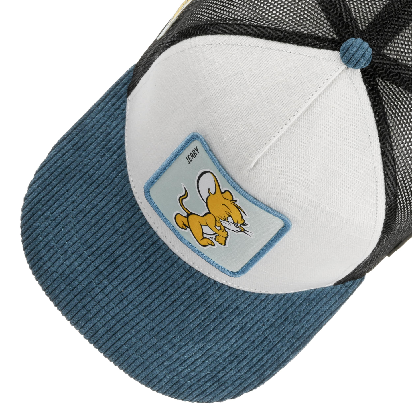 CAPSLAB Casquette Tom & Jerry Premium en cordon de Bamboo Blanc, Bleu Foncé