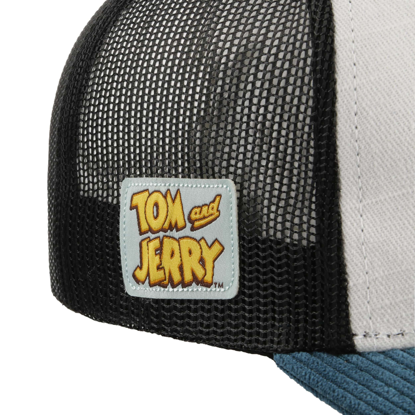 CAPSLAB Casquette Tom & Jerry Premium en cordon de Bamboo Blanc, Bleu Foncé