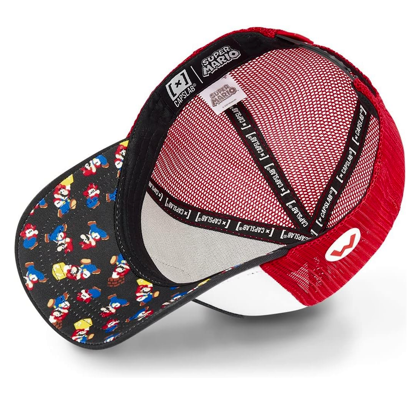 CAPSLAB Casquette Trucker Super Mario Snapback Blanc/Rouge