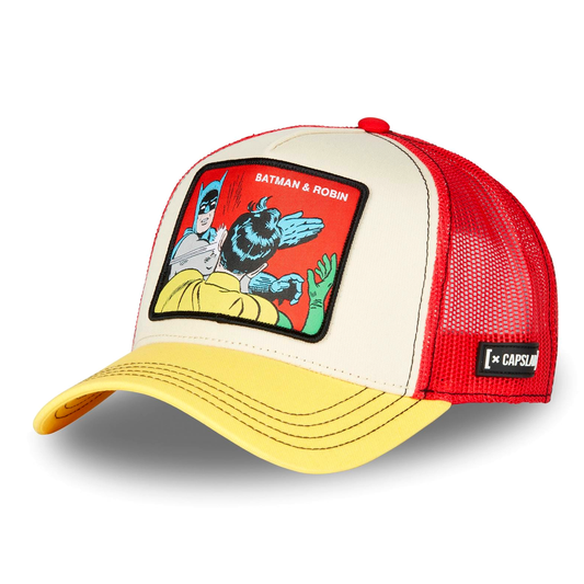 CAPSLAB Casquette DC Comics Batman & Robin 3 Blanc Jaune