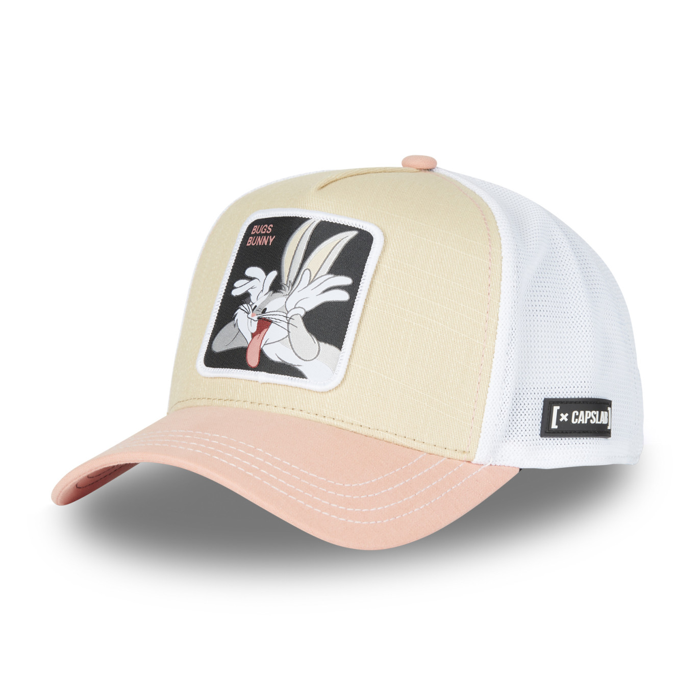 CAPSLAB Casquette Homme Trucker Looney Tunes Bugs Bunny Beige