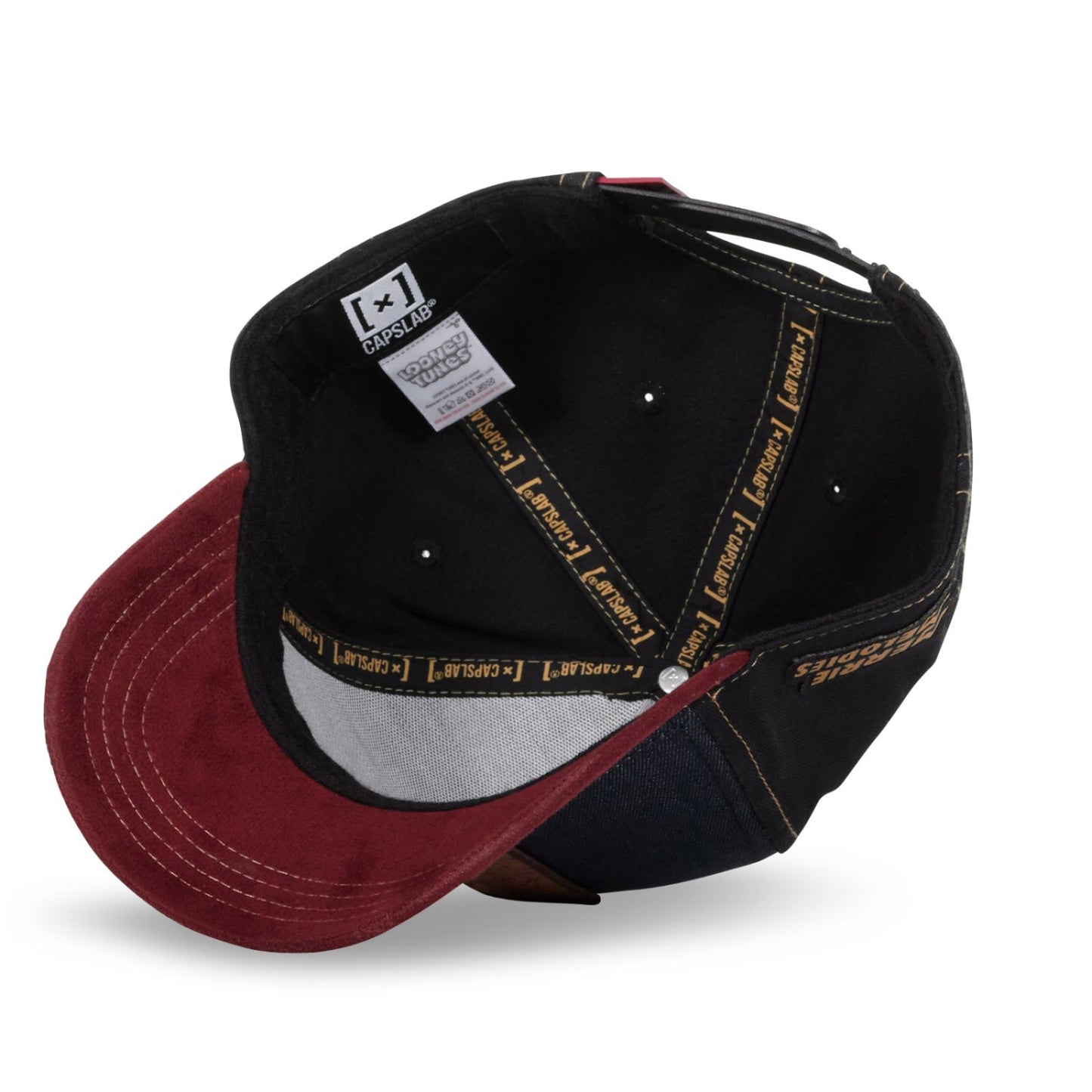 CAPSLAB Casquette Looney Tunes Wile E. & Road Runner Denim Navy Maroon Suede