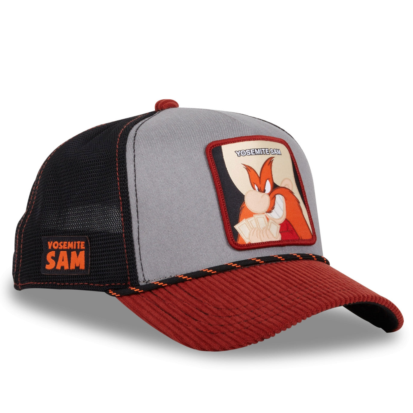 CAPSLAB Casquette Looney Tunes Yosemite Sam Gris Maroon Velour