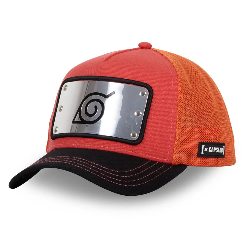 CAPSLAB Casquette Naruto Konoha Bandana Metal Rouge Orange Noir Limited