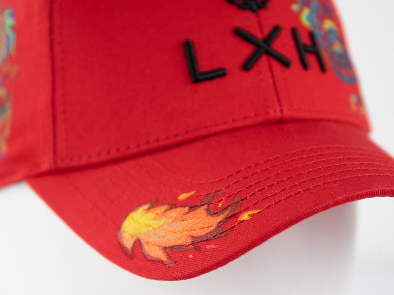LXH CASQUETTE « HÉRITAGE » CUSTOM ROUGE/DRAGON