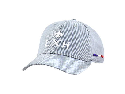 LXH CASQUETTE « HÉRITAGE » RAYURES BLEU GRIS - BLANC