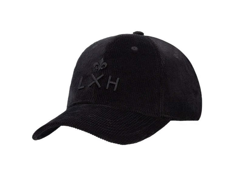 LXH Casquette « Héritage » Velours Côtelé Ton sur Ton Noir