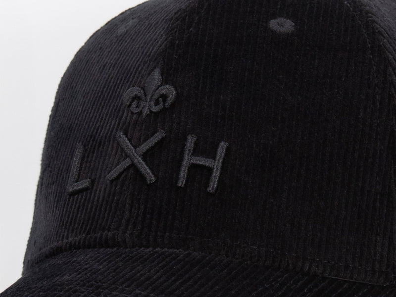 LXH Casquette « Héritage » Velours Côtelé Ton sur Ton Noir
