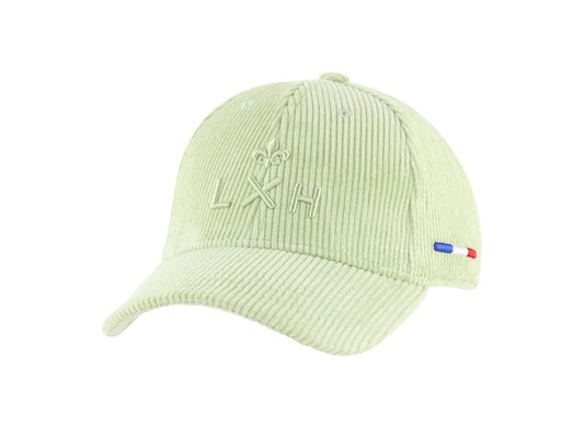 LXH Casquette « Héritage » Velours Côtelé Ton sur Ton Vert Pastel