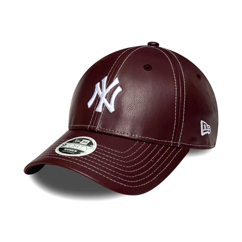 New Era New York Yankees Women Topstitch Pu 9Forty Burgundy