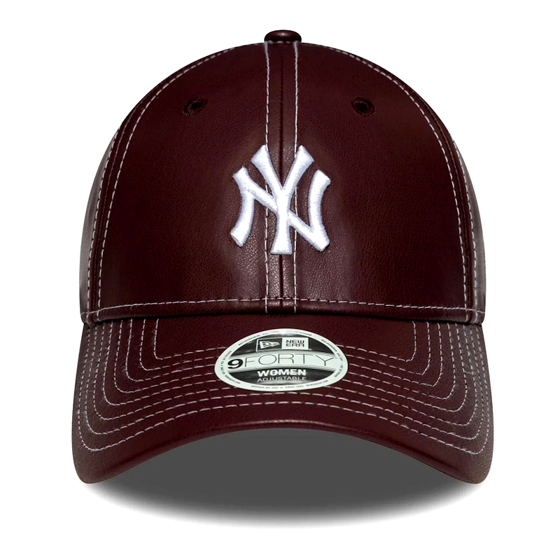 New Era New York Yankees Women Topstitch Pu 9Forty Burgundy