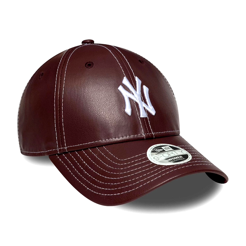 New Era New York Yankees Women Topstitch Pu 9Forty Burgundy