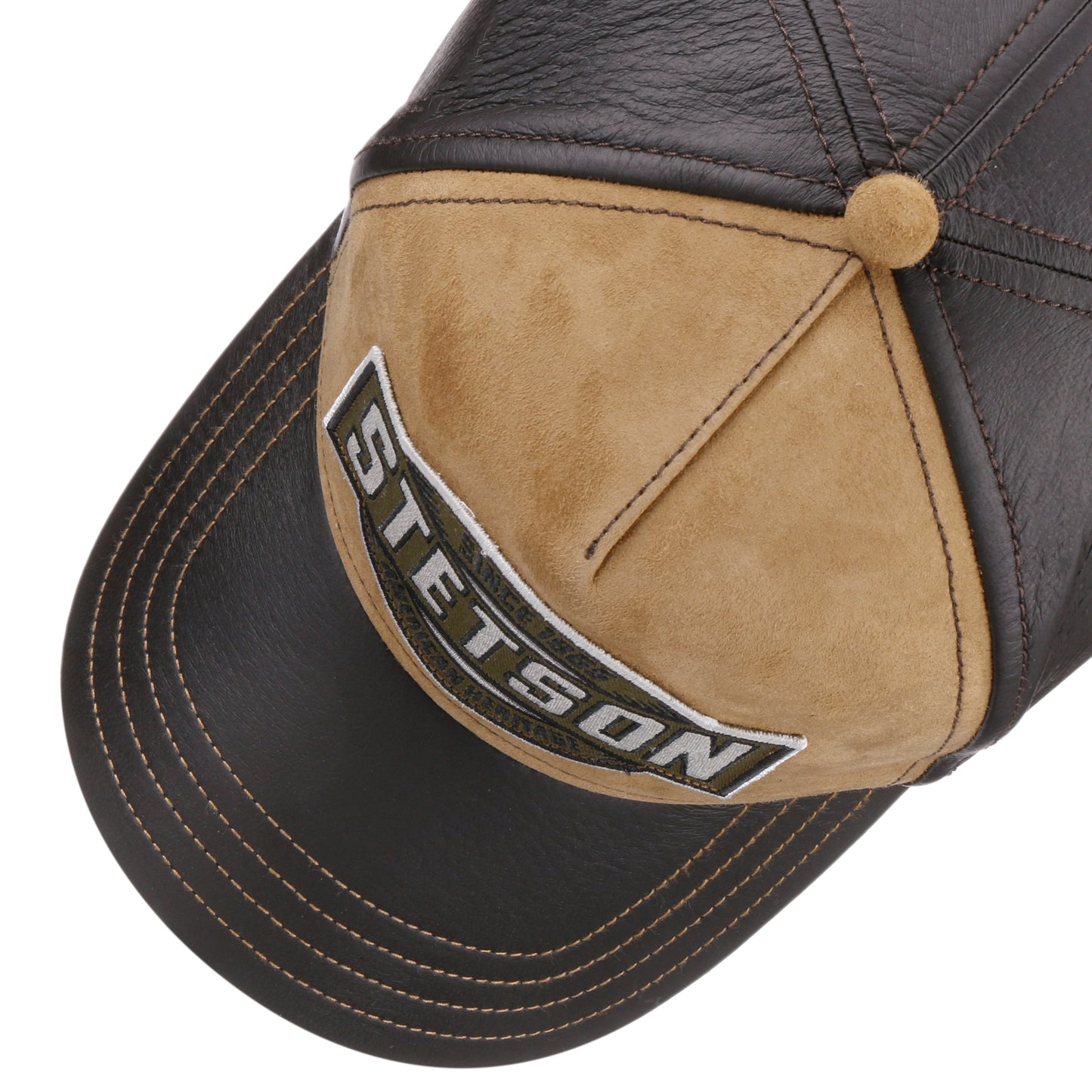 Stetson Casquette Since 1865 Cuir de Cerf Marron/Beige