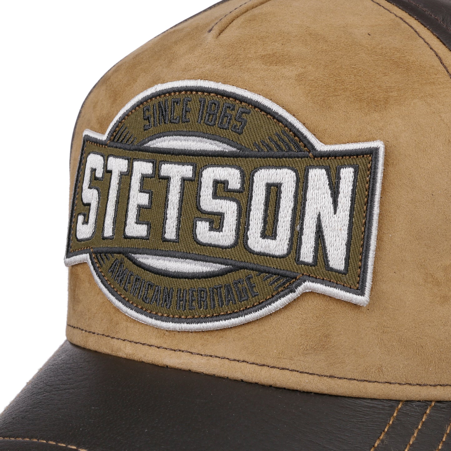 Stetson Casquette Since 1865 Cuir de Cerf Marron/Beige