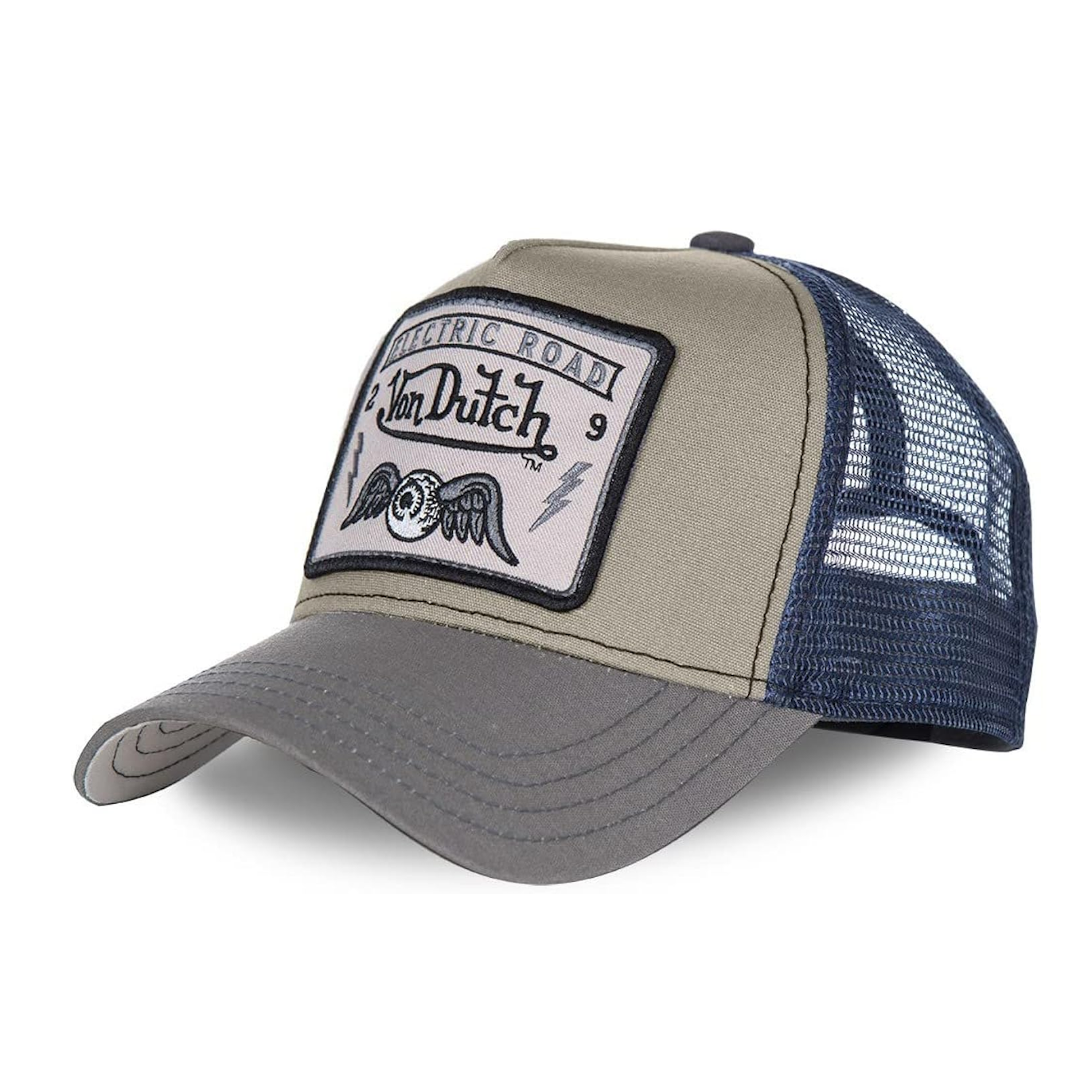 Von Dutch Casquette Trucker Electric Road SQUARE Gris/Bleu