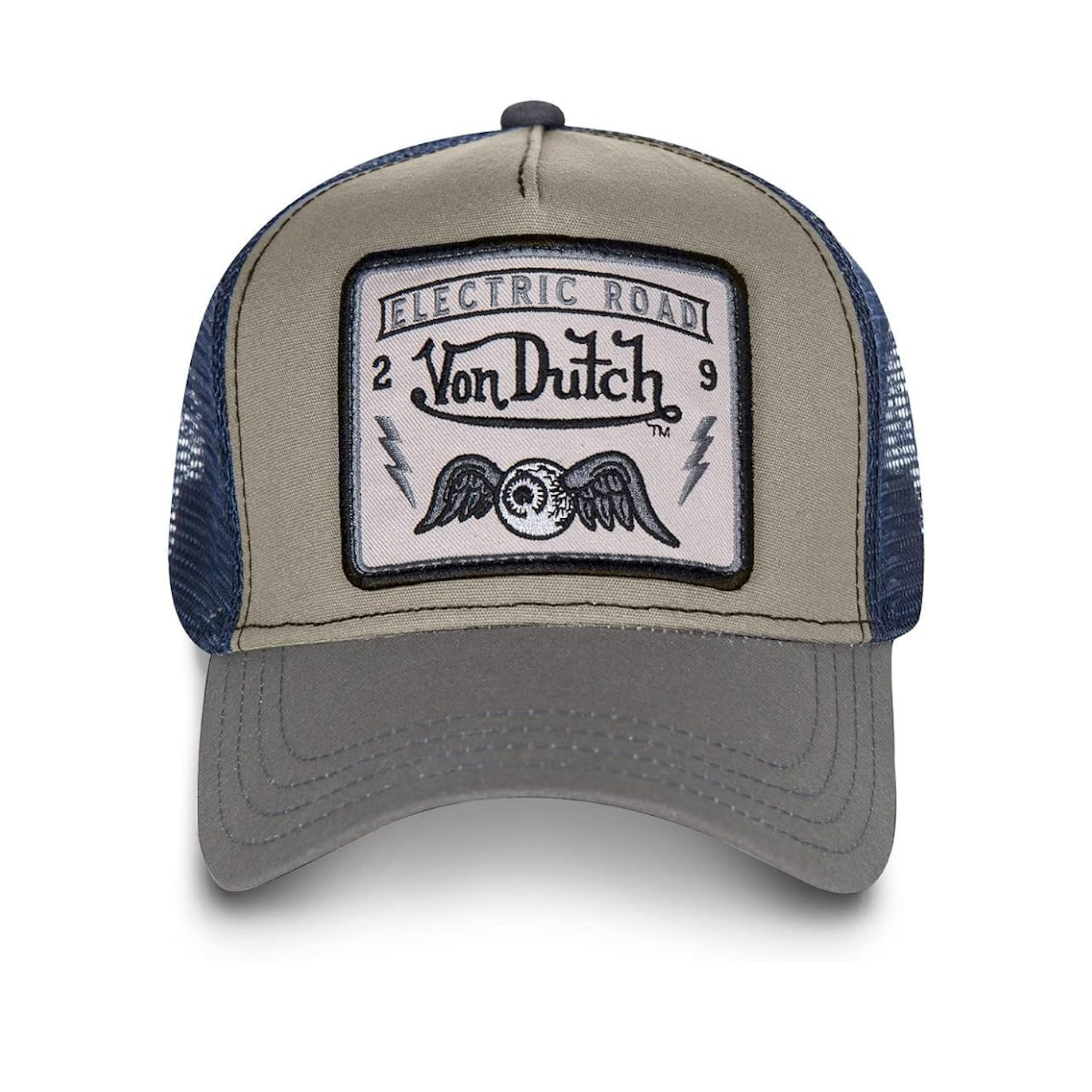 Von Dutch Casquette Trucker Electric Road SQUARE Gris/Bleu