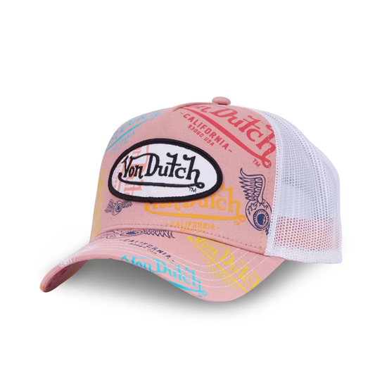 Von Dutch Casquette Rose Trucker Snapback Graffiti