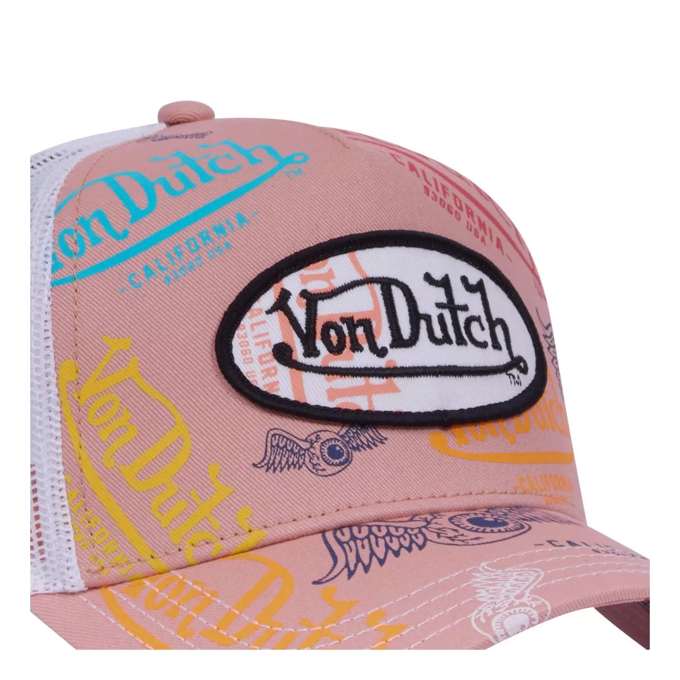 Von Dutch Casquette Rose Trucker Snapback Graffiti