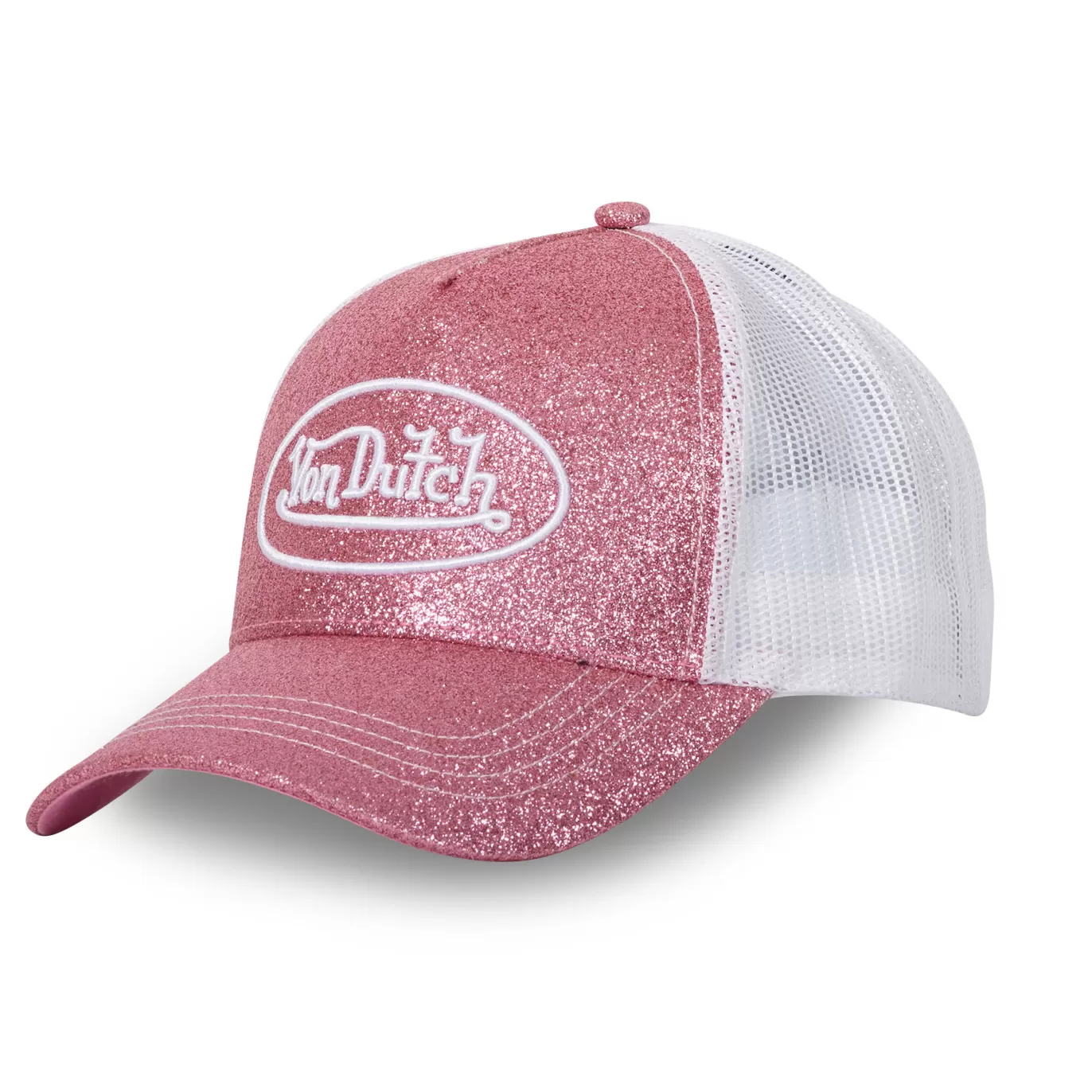 Von Dutch Casquette Rose Trucker Snapback effet Pailleté Glitter