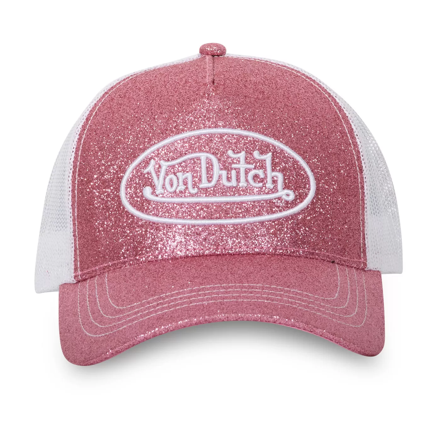 Von Dutch Casquette Rose Trucker Snapback effet Pailleté Glitter