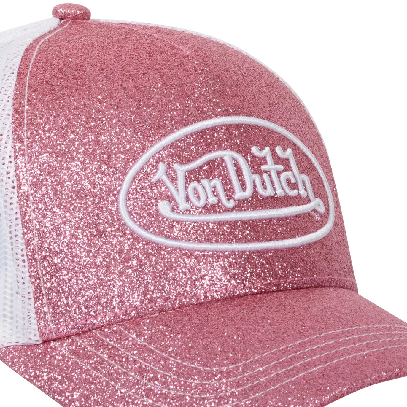 Von Dutch Casquette Rose Trucker Snapback effet Pailleté Glitter