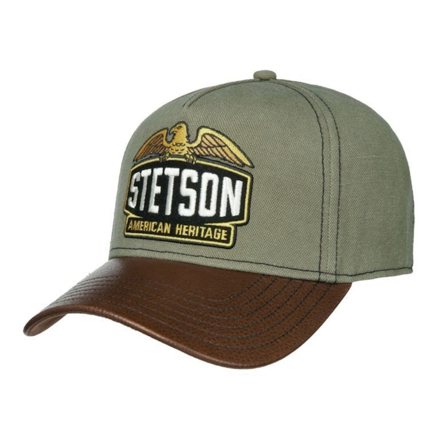 Stetson Casquette Army Trucker Cuir Olive