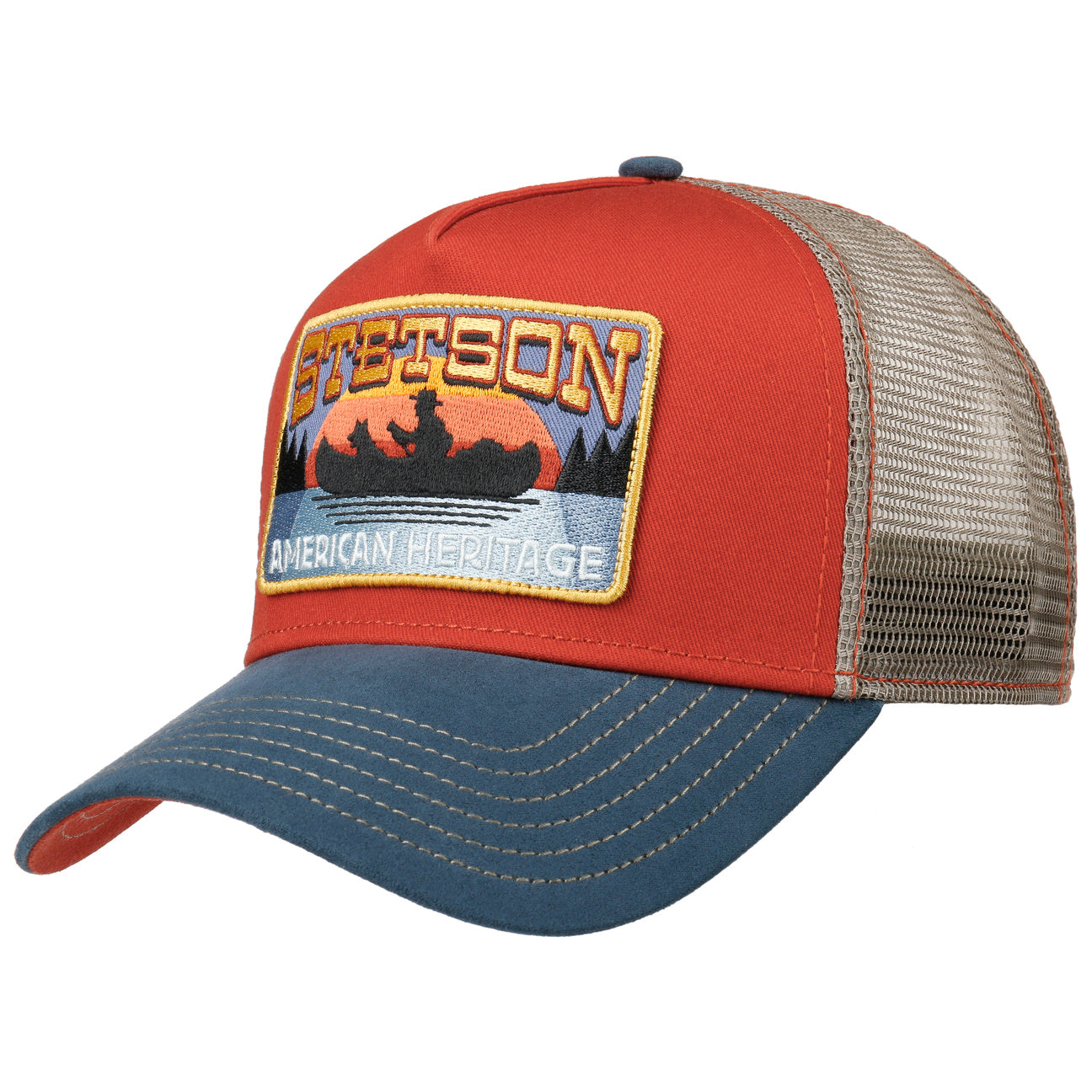 Stetson Casquette Canoe Trucker Bleu-Rouge