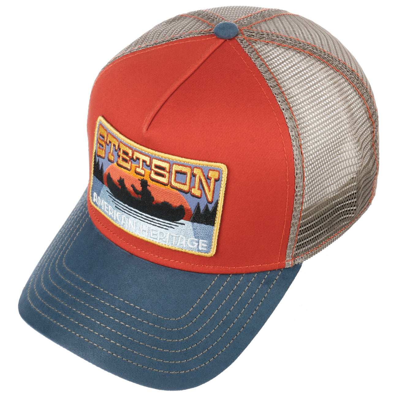 Stetson Casquette Canoe Trucker Bleu-Rouge