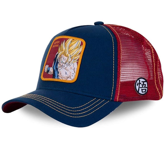 CAPSLAB Casquette Trucker Dragon Ball Super Saiyan Navy Rouge