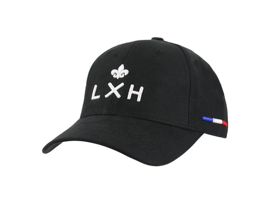 LXH Casquette Suedine Noir Logo Blanc