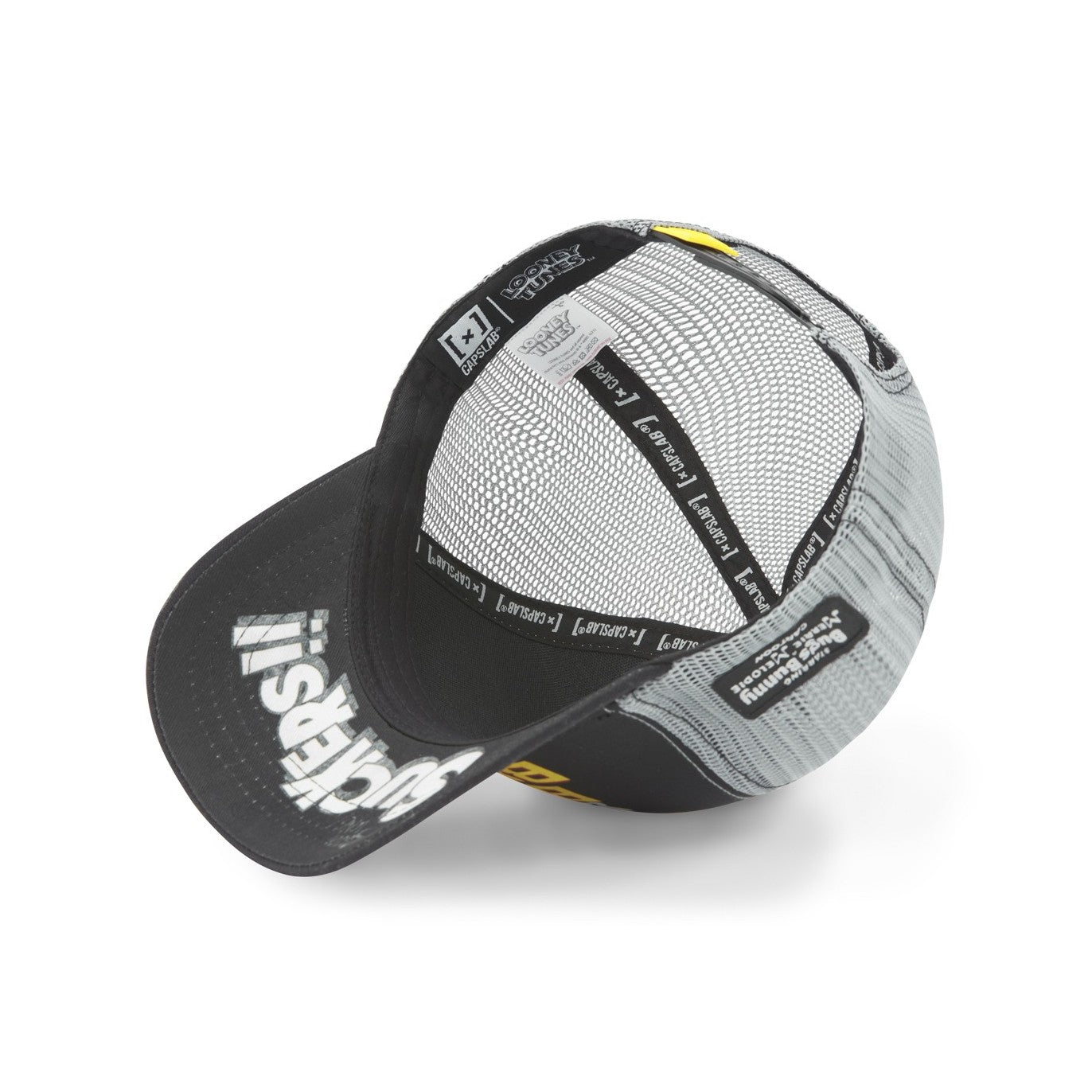 CAPSLAB Casquette Trucker Looney Tunes Bugs Bunny Snapback Noir/Gris