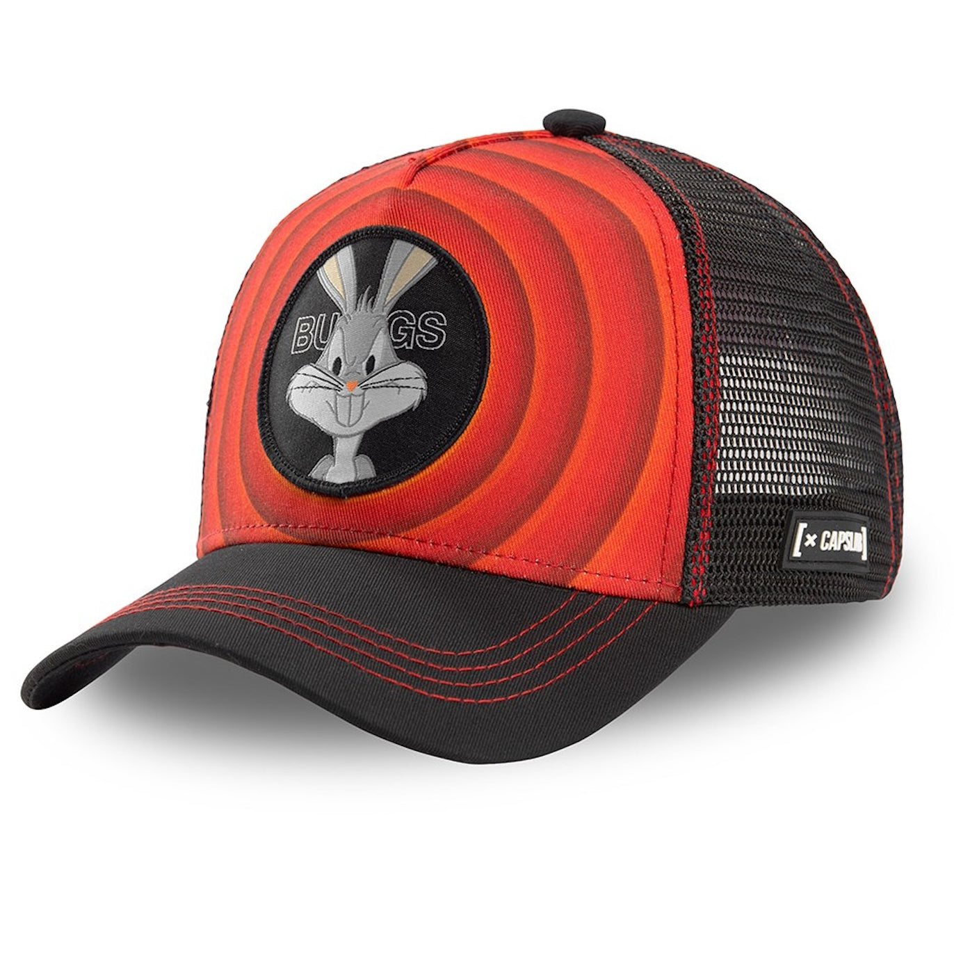 CAPSLAB Casquette Trucker Looney Tunes Bugs Bunny Snapback Noir/Rouge