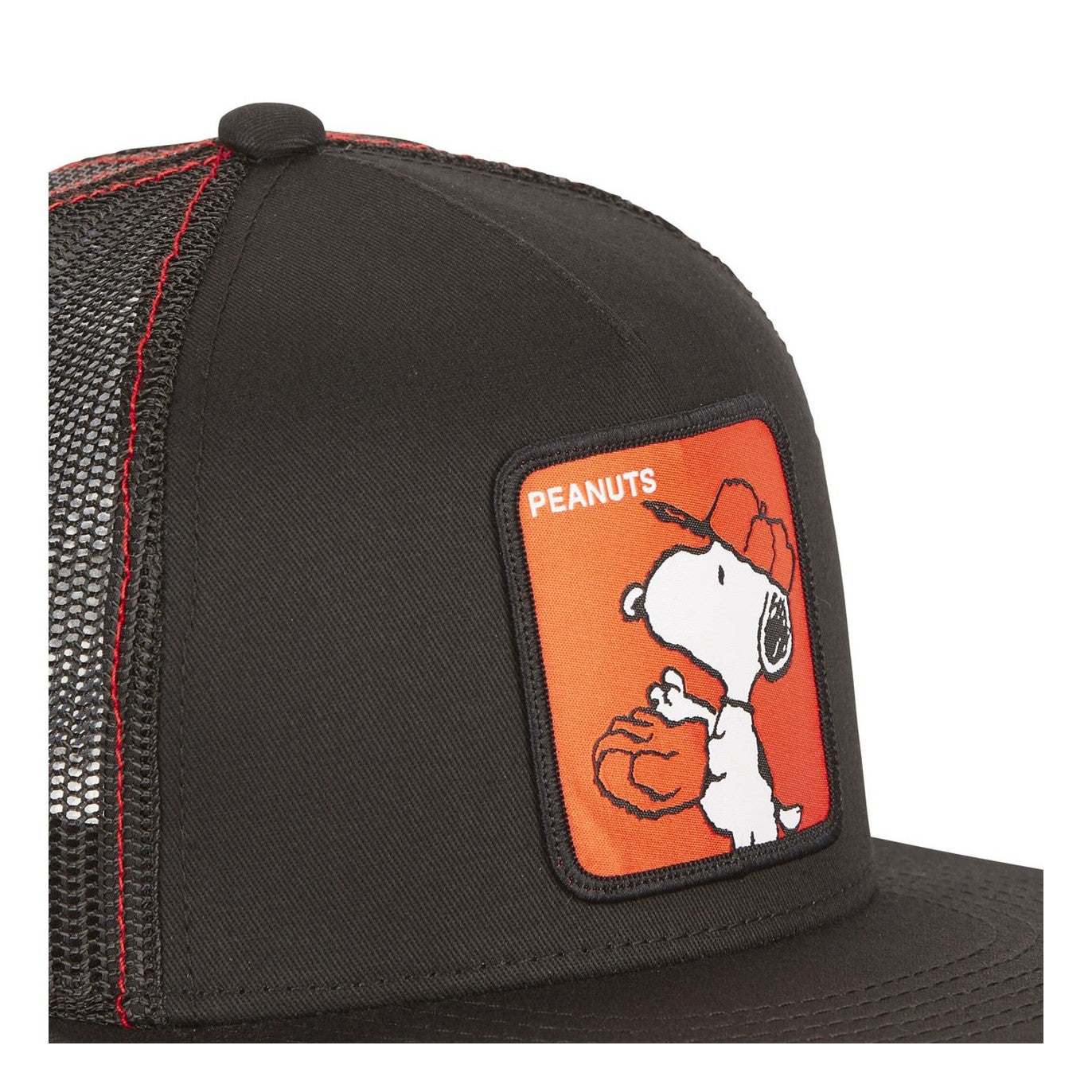 CAPSLAB Casquette Trucker Peanuts Snoopy Snapback Plat Noir/Orange