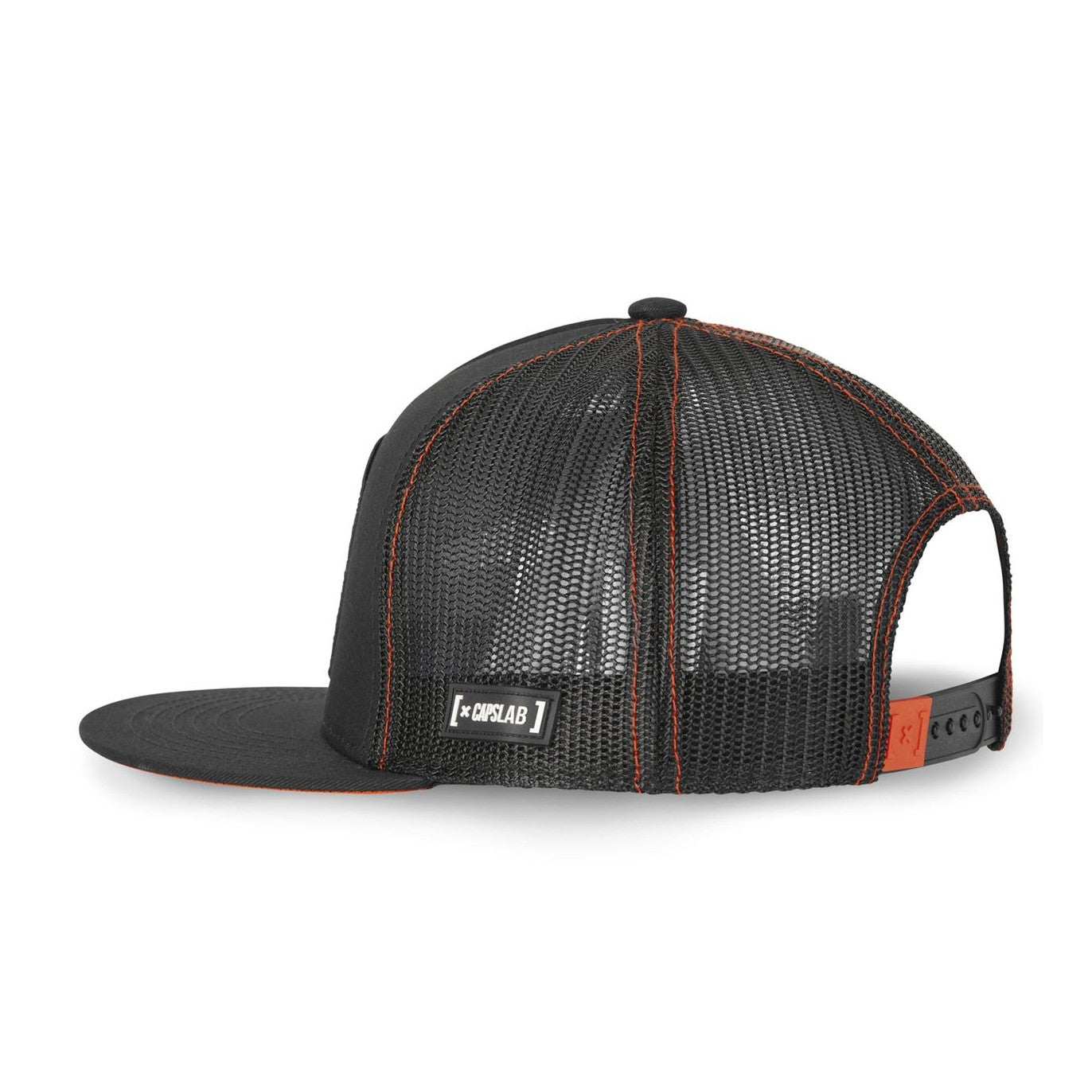 CAPSLAB Casquette Trucker Peanuts Snoopy Snapback Plat Noir/Orange