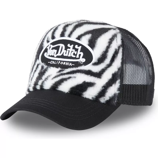 Von Dutch Casquette Trucker Noire et Blanche en Fourrure