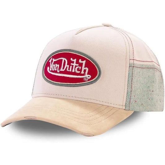 Von Dutch Casquette à Visière Courbée Blanche et Beige